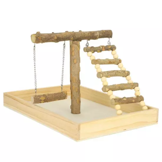 Natural Wood Bird Perch Stand Play Training Rack for Small Birds Activities