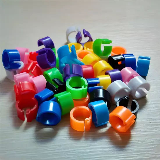 100 x COLOURED 8MM PLASTIC PIGEON LEG CLIP CLICK RINGS BANDS BREEDER STOCK LOFT