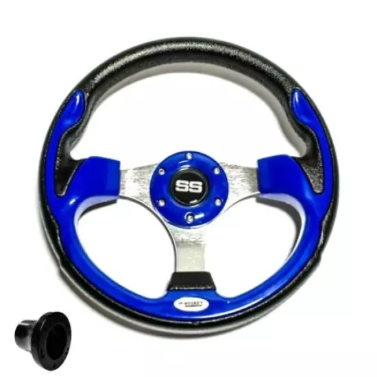 Yamaha Blue SS Golf Cart Steering Wheel w/ Hub Adapter 