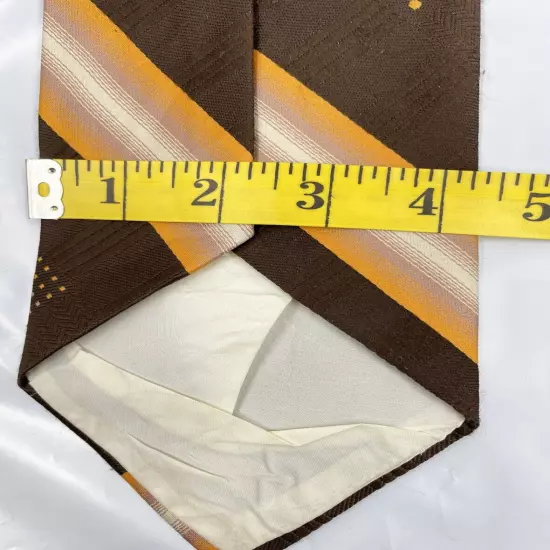 Vintage Scoop 1970's Brown Orange Striped Wide Necktie Tie Men's 4.2" x 56"