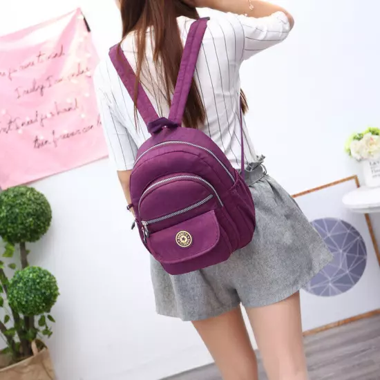 Waterproof Mini Backpack Women Purse Nylon Shoulder Rucksack Small Travel Bag