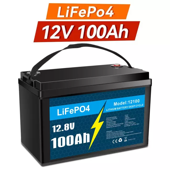 12V 100Ah LiFePO4 Lithium Battery BMS for Solar RV Off-grid Trolling Motor Boat