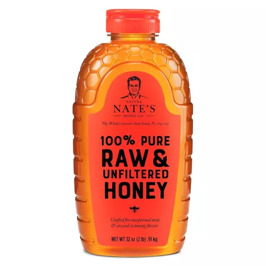 Nature Nate's 100% Pure, Raw & Unfiltered, All-natural Sweetener Honey, 32oz