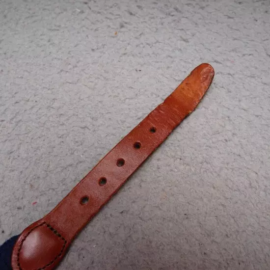 Leather Man Belt Sz 30 Blue Cotton Marlin Fishing Print Leather Brass Buckle