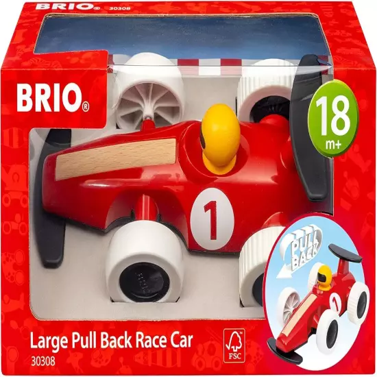 BRIO 30308 - Large Pull Back Race Car - Durable Wooden Toy | Enhances... 