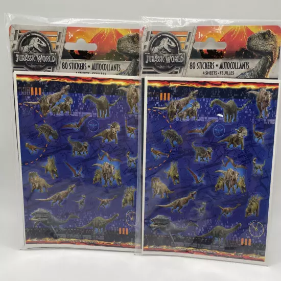 Jurassic World Stickers, 80 Stickers Per Pack, 2 Packs Included Dinosaur Sticker