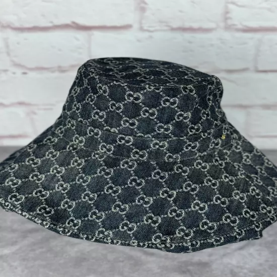 Gucci Eco Washed Gg Denim Wide Brim Hat Large