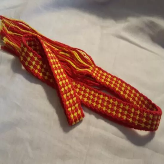 Item20193013 Powder horn strap belt yellow and red cotton 39" long x 7/8"