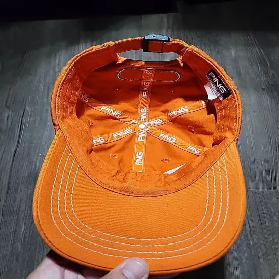 Preowned Ping Golf Hat Cap One Size Adjustable Orange Color