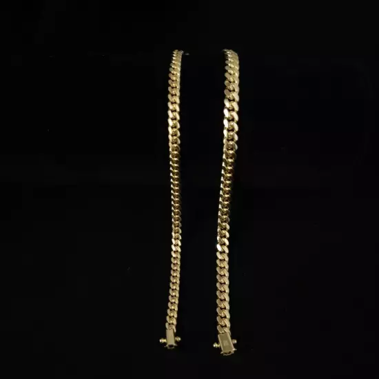 10k SOLID Yellow Gold 4mm, 5mm Miami Cuban Chain Bracelet Box Clasp Lock Real 