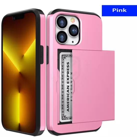 For iPhone 14 13 12 11 Pro Max Plus mini Wallet Card Holder Shockproof Case