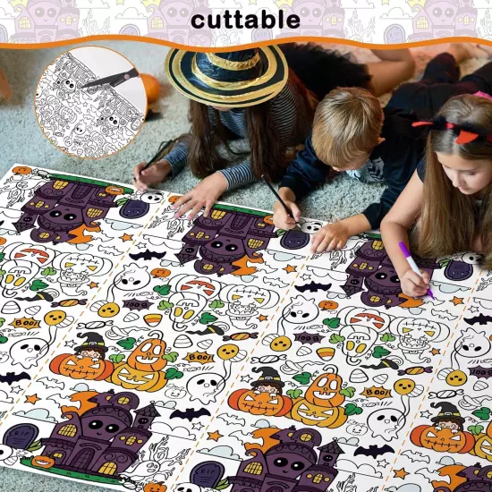 OHOME Halloween Decorations - Paper Coloring Tablecloth 54" x 88", 