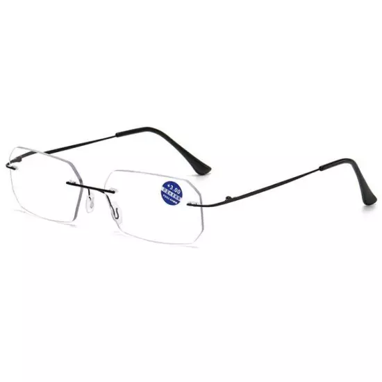 Titanium Alloy Rimless Photochromic Reading Glasses For Men Sunshade Sunglasses