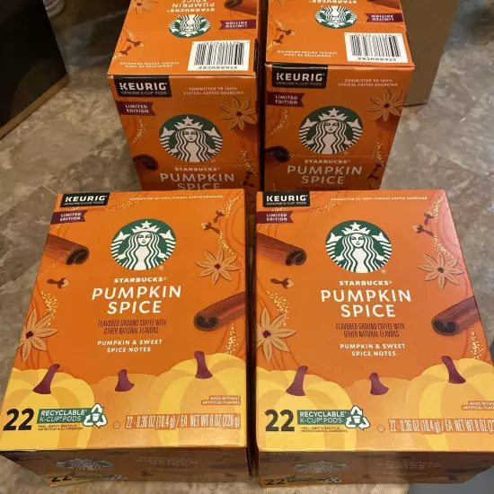 Starbucks Single-Serve Coffee K-Cup, Pumpkin Spice, Pack Of 22 X 4 = 88 K-Cups