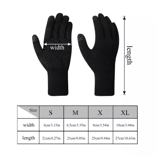 EvridWear Men Women Merino Wool Knit Liner Gloves Finger/Fingerless/Touchscreen