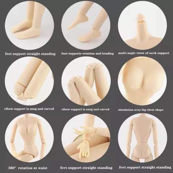 1/6 Dolls Accessories 28 Jointed Body for 11.5" Doll Movable Nude BJD Doll Body