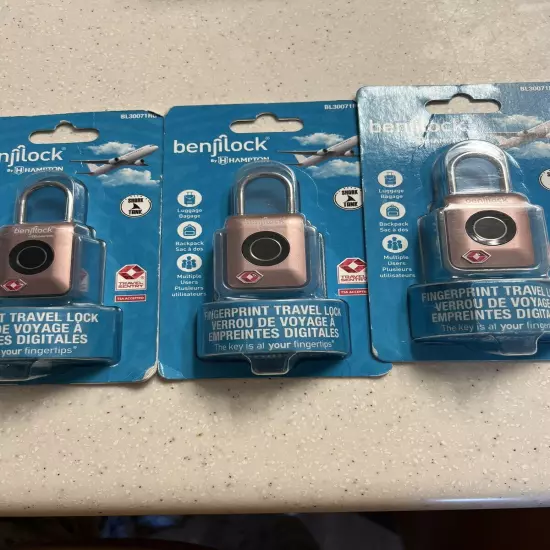 BenjiLockBL30071RG Fingerprint & Combination Travel Luggage Lock (NEW)