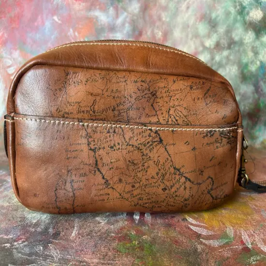 PATRICIA NASH "Remini" Leather Cosmetic Case/Wristlet in Riot Rust, Style A25618