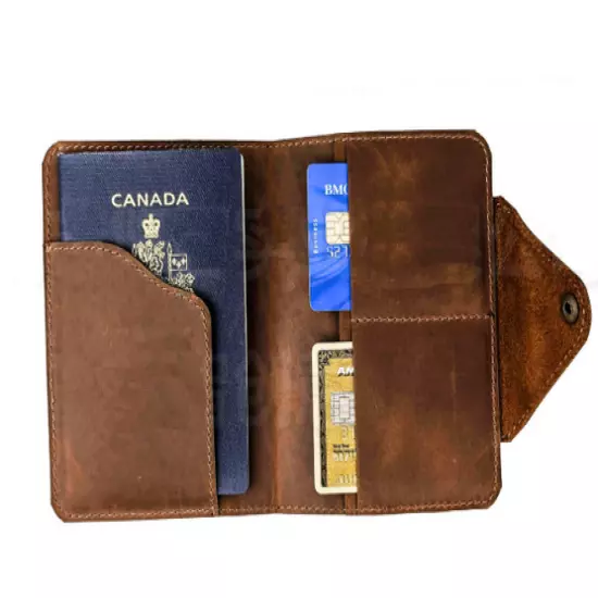 personalize passport bag ID card wallet purse Ticket pocket Bifold Leather MY1