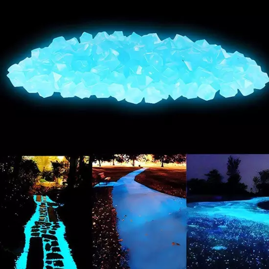 1000PCS Glow In The Dark Pebbles Garden Glowing Rocks Fish Tank Luminous S C7X2