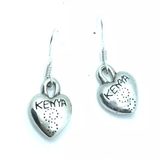 Brighton Kenya Hearts Puffed Dots Etched Silver Bright Custom Earrings