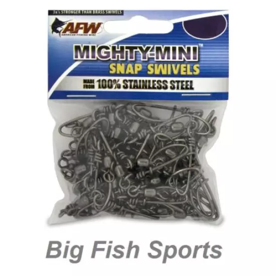 AFW MIGHTY-MINI Stainless Steel Snap Swivels 50 Pack SIZES 1,2,3,5,6,2/0,4/0