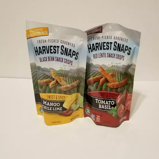 (2) Harvest Snaps Crisps 1 x Mango Chili Lime & 1 x Tomato Basil 3.3 oz Đ