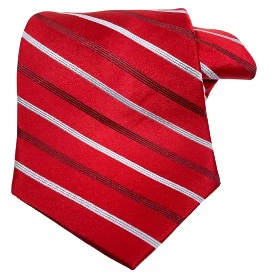 Jones New York Red Blue Striped Repp Regimental Necktie Silk Tie 3.8" x 59"