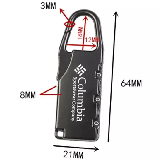 Zipper Bag Lock 3 Digit Combination Lock Luggage Code Lock Password Padlock