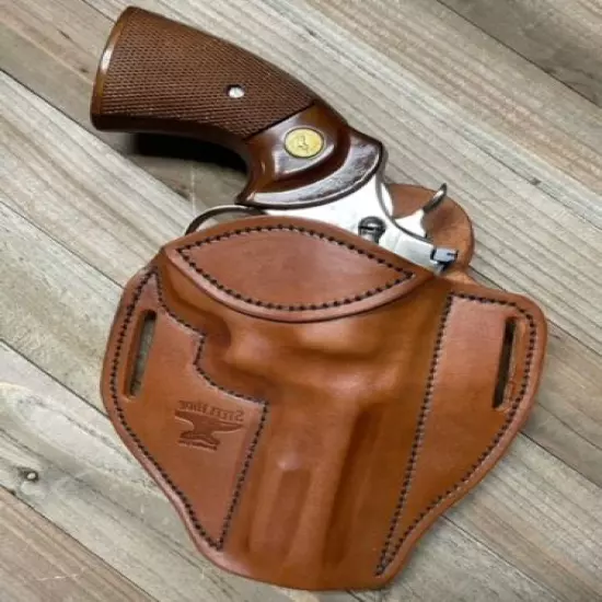 For the COLT PYTHON 4" .357 OWB Leather Holster by The Steel Hide Company