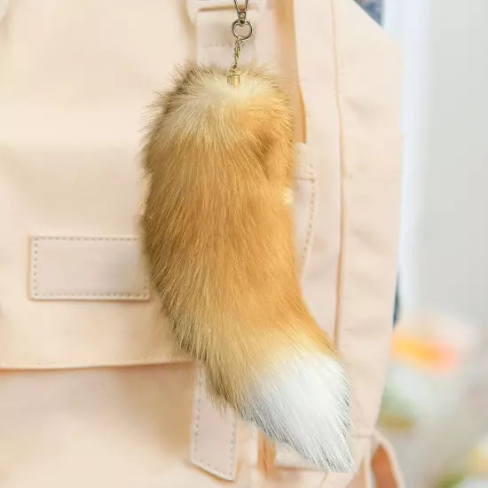 Huge Fluffy Faux Fur Fox-Tail Keychain Pompoms Bag Pendant Gift for Women Girl