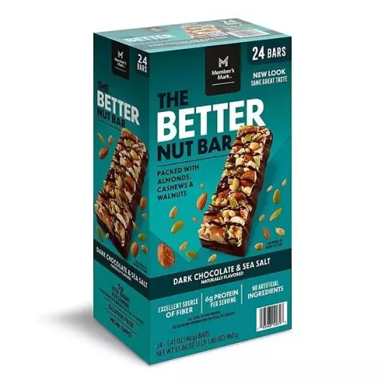 Member's Mark The Better Nut Bar, Dark Chocolate and Sea Salt (24 ct.).