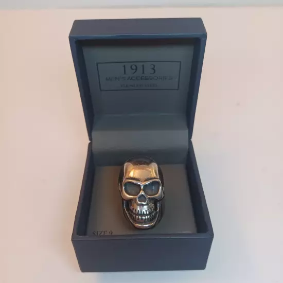 Gothic Skull Ring Biker Ring Stainless Steel Men's Size 9 New In Box