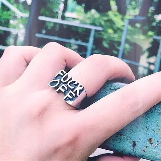 Domineering "FUCK/FUCK OFF" Finger Rings for Men Women Punk Jewelry Hip Hop Ring