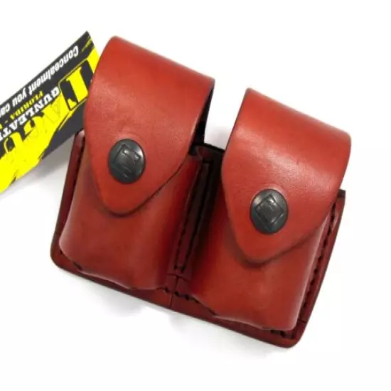 TAGUA GUNLEATHER BROWN LEATHER DOUBLE SPEEDLOADER POUCH for 38 357