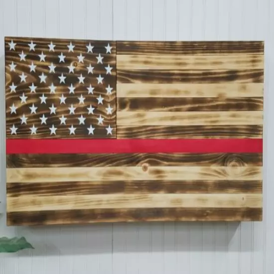 THIN RED LINE AMERICAN FLAG GUN CONCEALMENT CABINET SECRET HIDDEN STORAGE CASE 