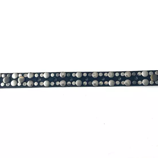 Black Leather Studded Belt Size L