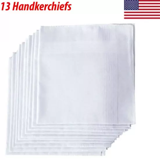 13x Handkerchiefs Cotton Classic Hankies Large Men Hankerchief Hanky Pocket Gift