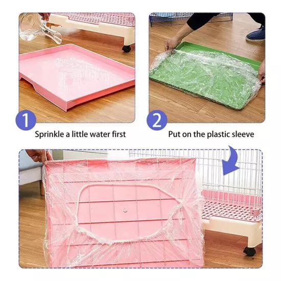 50 Pcs Clear Plastic Bunny Cage Liner Bag Universal Toilet Film for Bunny7840