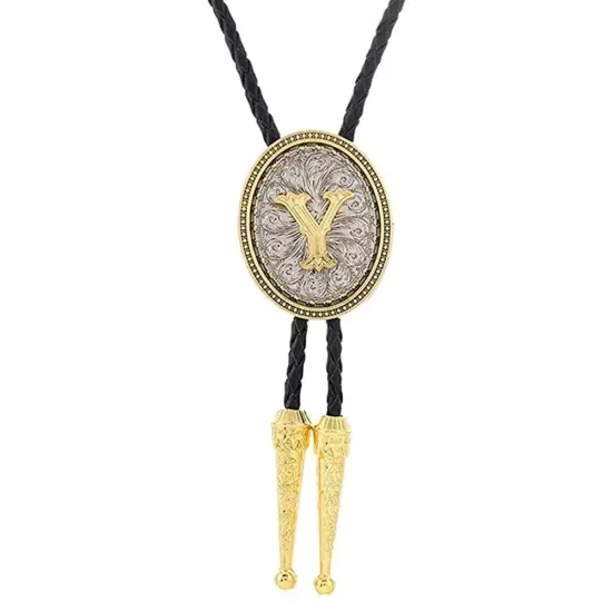 Bolo tie for Men Western Cowboy Golden Initial Letter A to Z Costume Bolo ties