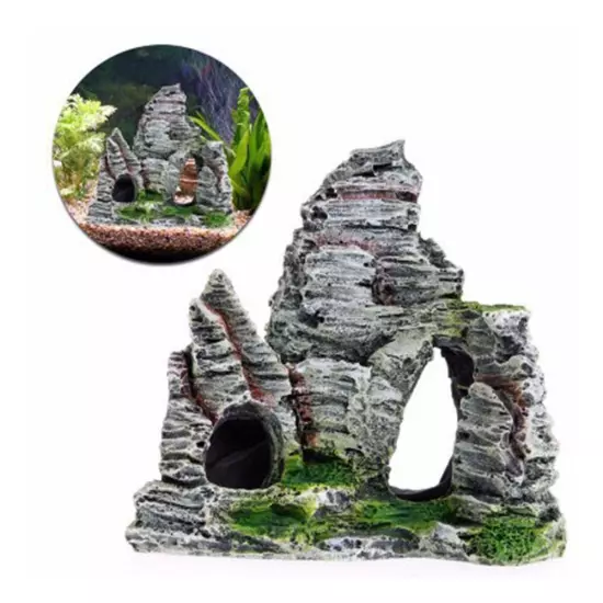 Aquarium Mountain Ornament Fish Tank Decor Decoration View Stone Cave Rock'