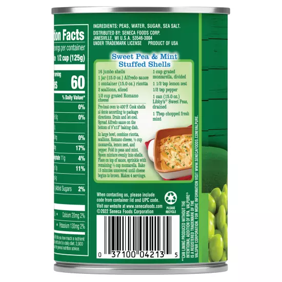 (6 Cans) Libby's Canned Sweet Peas, 15 oz (FREE SHIPPING)