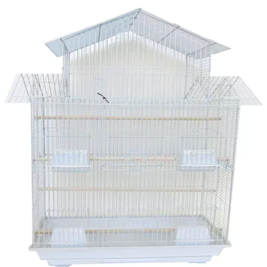 YML A6844 3/8" Bar Spacing Tall Pagoda Top Small Bird Cage, White, 18" x 14"