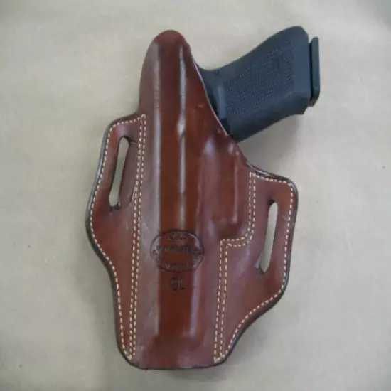 Azula Leather 2 Slot Molded Pancake Belt Holster For Glock 17, 22, 31 CCW TAN