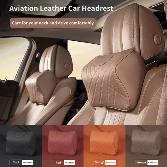 Car Leather Headrest Car Seat Neck Pillow Rest Support Cushion Support Protector