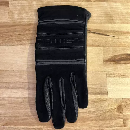 Women's Harley Davidson HD Leather Gloves SZ SMALL Black Suede & Smooth Logo