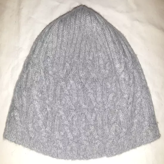 Aspen gray cable-knit 70% merino wool, 30% cashmere beanie womens one-size