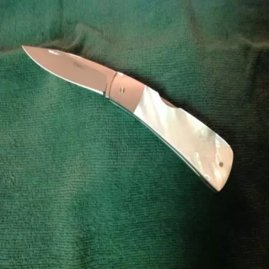 Custom Joe R Prince 3 3/4" Pearl Handle Folding Midpoint Lockback Knife