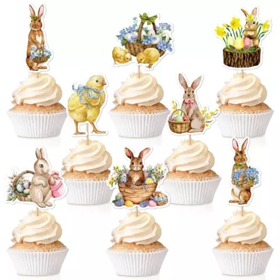 Easter Bunny Cupcake Toppers Happy Easter Bunnies Dessert Toppers Kids Birthday