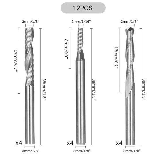 KKmoon 1/8in Shank Router Bit Flute Milling Engraving Carving Y9N2